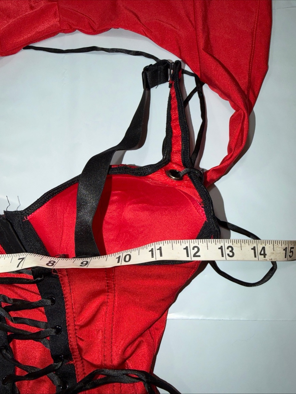 Red black corset with detachable Red hood Red Riding Hood Sexy Top Size Small S - Picture 4 of 16